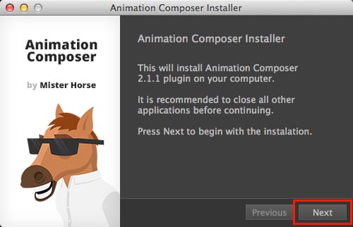Animation Composer 2 インストール方法:Step 1