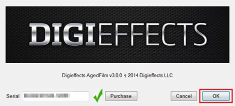 Digieffects社製品ライセンス認証方法:Step 2 (Adobe After Effects & Premiere Pro)