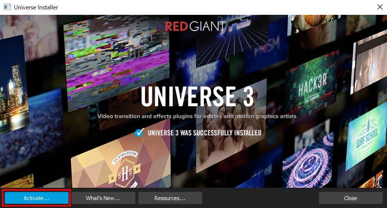 Red Giant Universe 3 インストール&ライセンス認証方法:Step 4