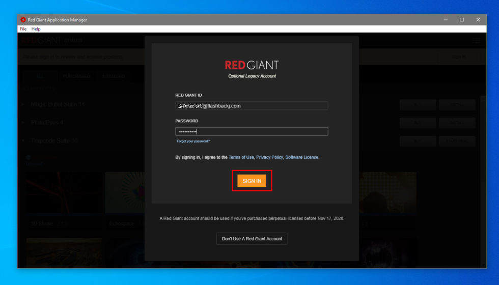 (旧) Red Giant Universe/Red Giant Complete ライセンス認証方法:Step 3
