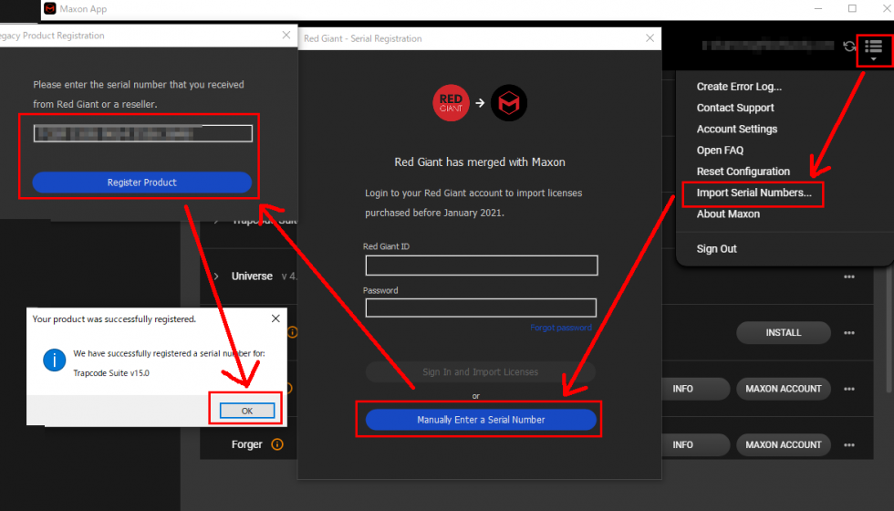 シリアル形式のライセンスをご利用の場合 (Maxon APPご使用時)