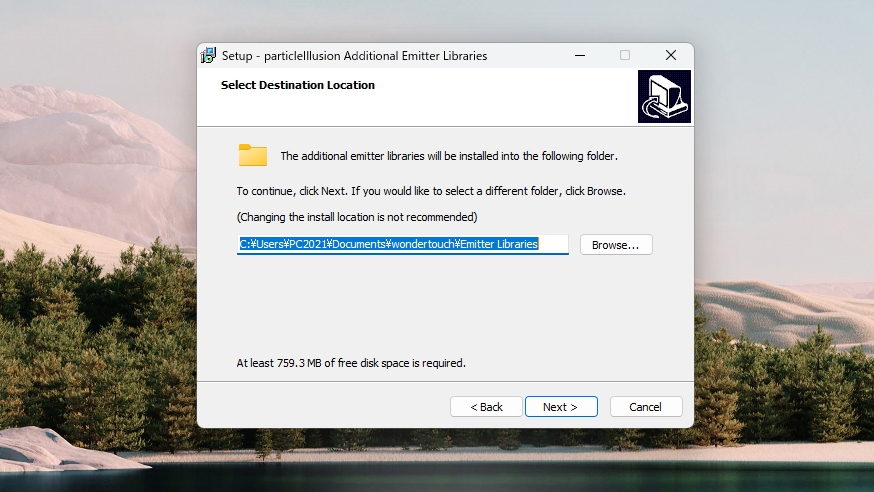 Boris FX Particle Illusion Standalone エミッターライブラリ インストール方法:Step 2