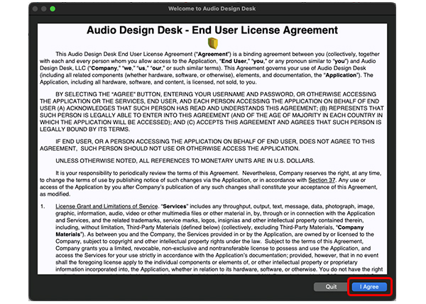Audio Design Desk トライアル版 利用方法:Step 1