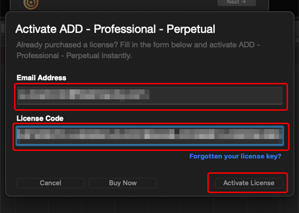 Audio Design Desk ライセンス認証方法:Step 3