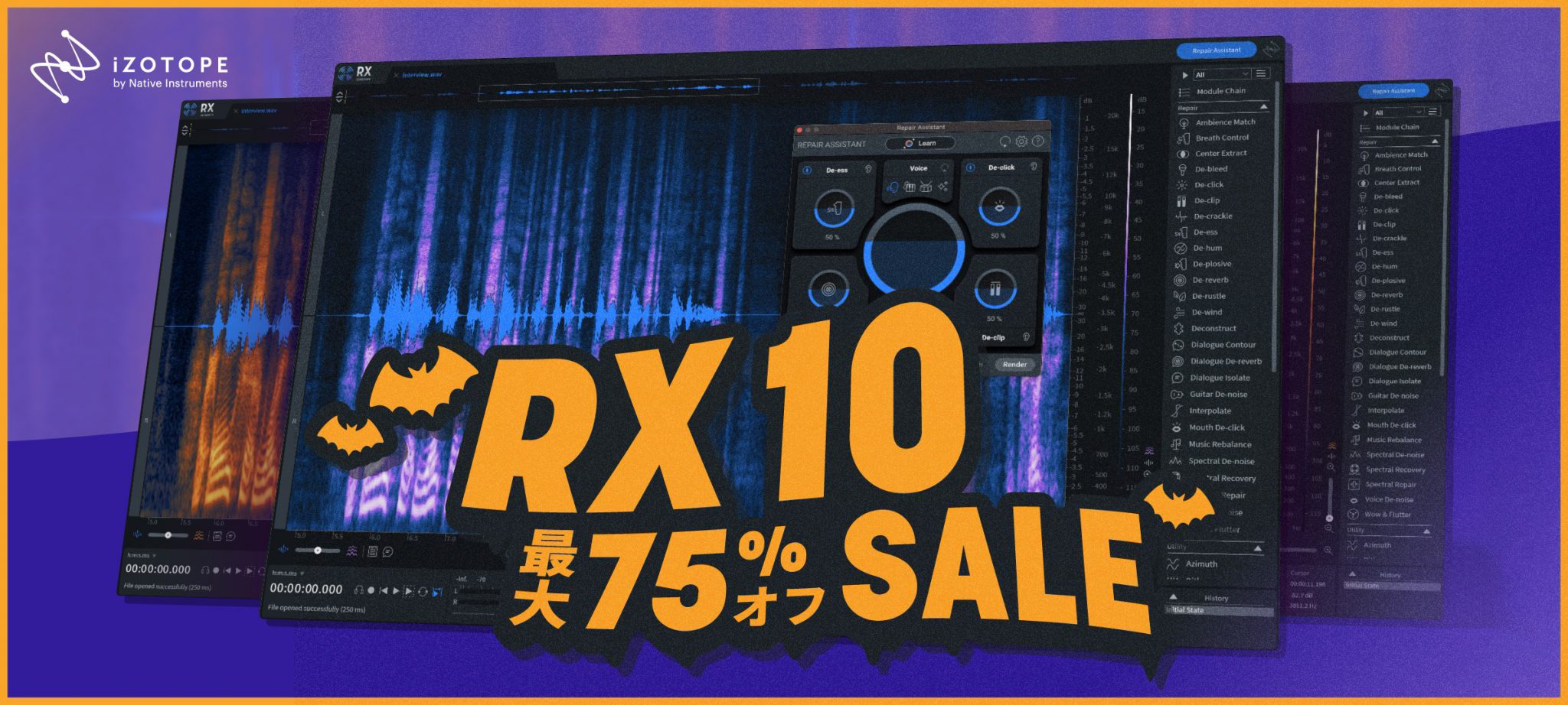 iZotope RX 10 最大75%オフSALE 10/30(月)まで開催 - フラッシュバック