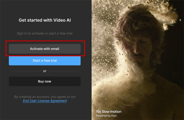 Topaz Video AI トライアル版利用方法:Step 1