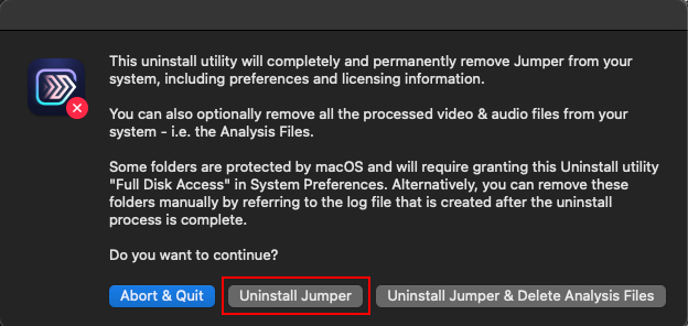 Jumper アンインストール方法 (Mac):Step 2