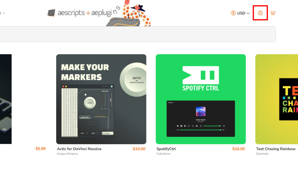 aescripts社製品 アカウントからのライセンス認証解除方法：Step 1