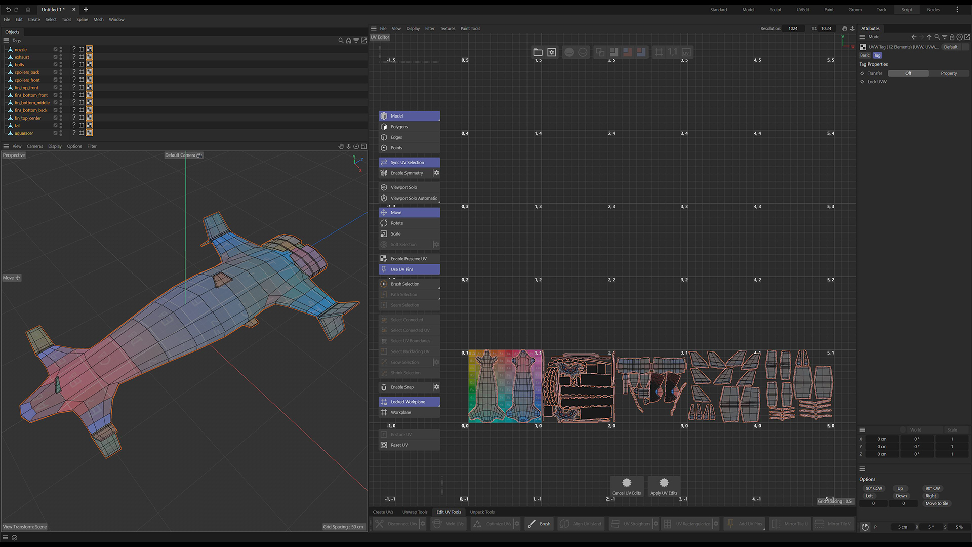 ZBrush 2027.0 の UV エディターで UV を編集している画面