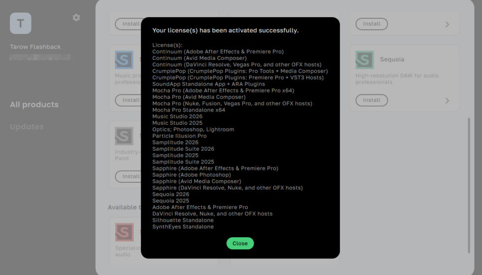 Boris FX Hub 個別製品インストール・ライセンス認証方法：Step 3