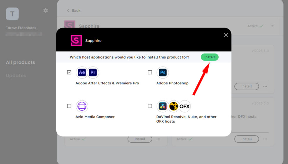 Boris FX Hub 個別製品インストール・ライセンス認証方法：Step 4