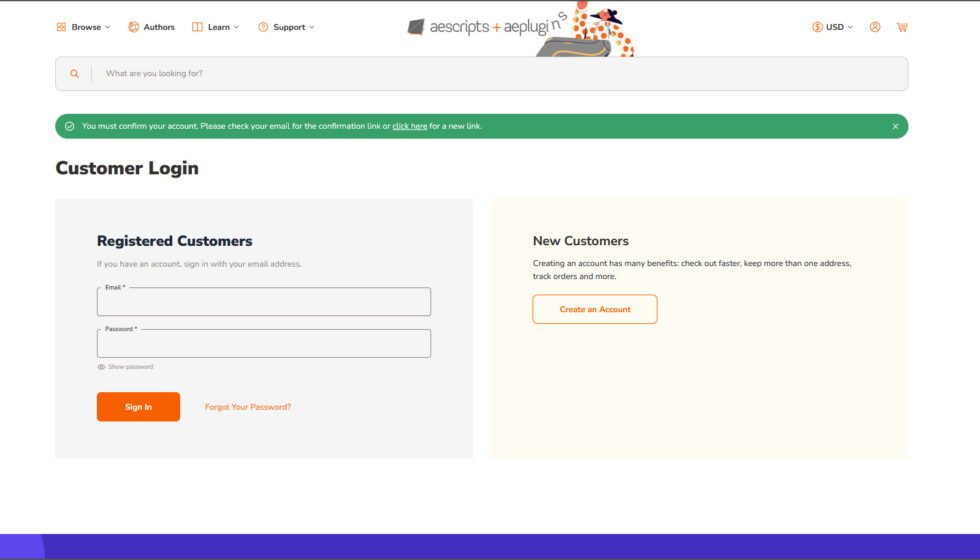 aescripts + aeplugins社 アカウント作成方法：Step 2