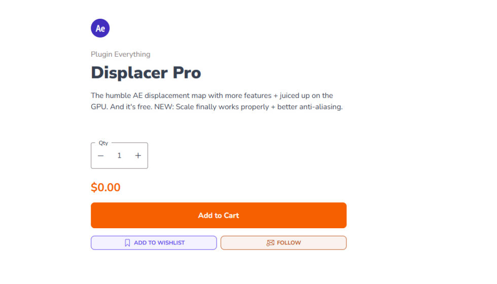aescripts + aeplugins社 Displacer Pro 入手方法:Step 1