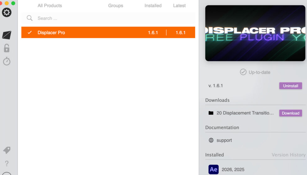 aescripts + aeplugins社 Displacer Pro インストール方法:Step 4