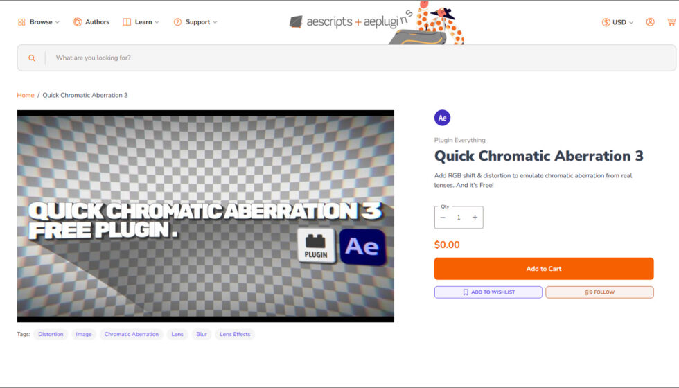 aescripts + aeplugins社 Quick Chromatic Aberration 3 入手方法:Step 1