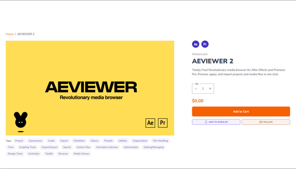 aescripts + aeplugins社 AEVIEWER 2 Free 入手方法：Step 1
