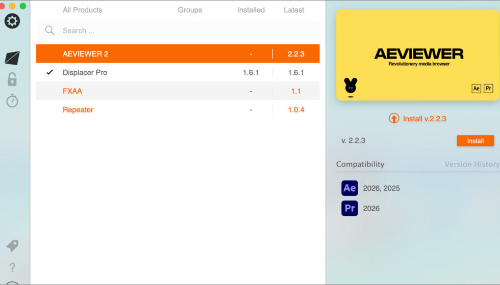 aescripts + aeplugins社 Glitch Bundle for Squash & Stretch Pro インストール方法:Step 3