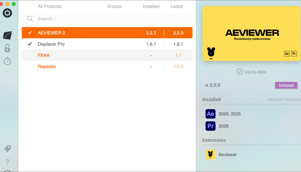 aescripts + aeplugins社 Glitch Bundle for Squash & Stretch Pro インストール方法:Step 4