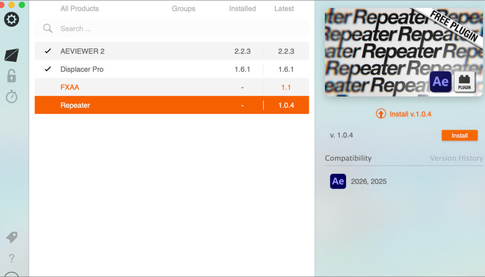 aescripts + aeplugins社 Repeater インストール方法：Step 3