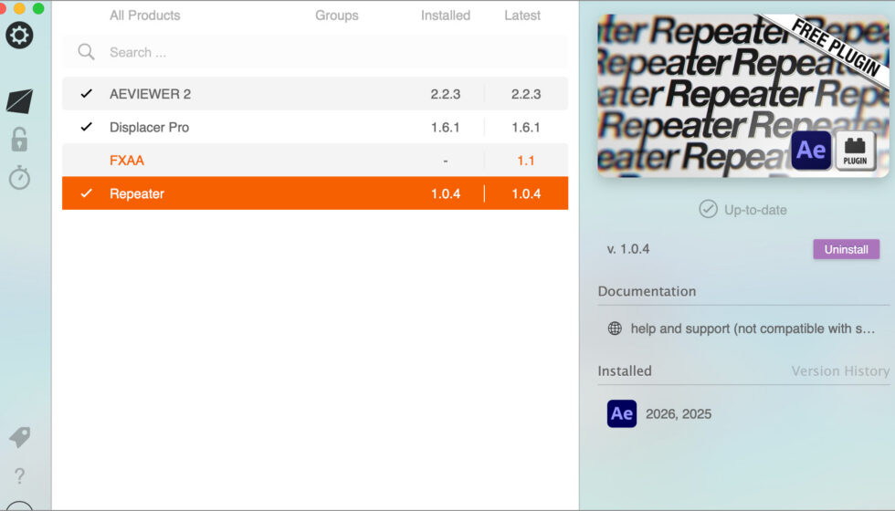 aescripts + aeplugins社 Repeater インストール方法：Step 4