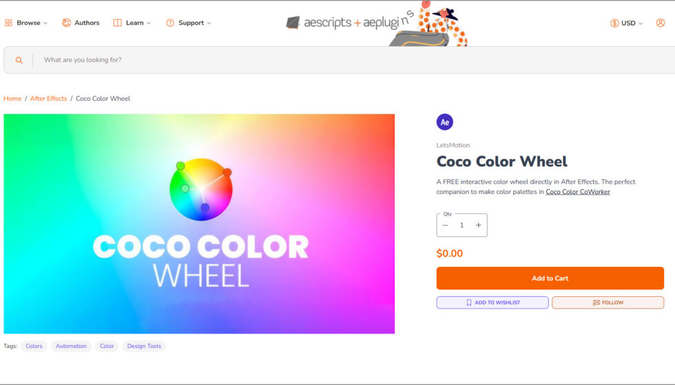 aescripts + aeplugins社 Coco Color Wheel 入手方法:Step 1