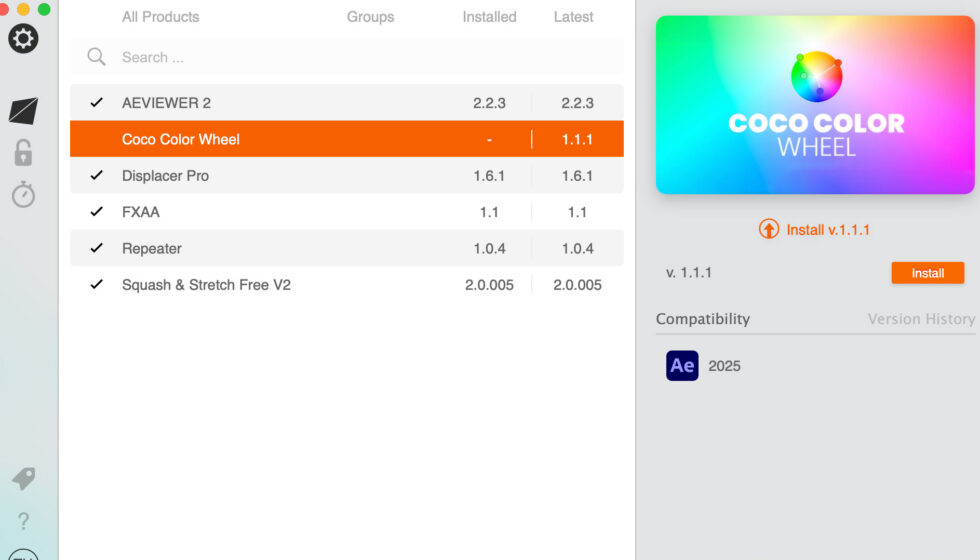 aescripts + aeplugins社 Coco Color Wheel インストール方法:Step 3