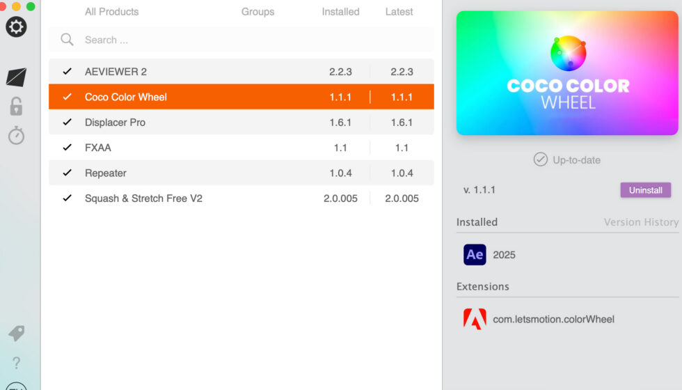 aescripts + aeplugins社 Coco Color Wheel インストール方法:Step 4
