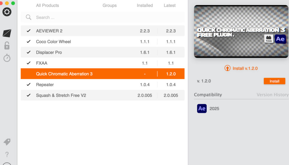 aescripts + aeplugins社 Quick Chromatic Aberration 3 インストール方法:Step 3