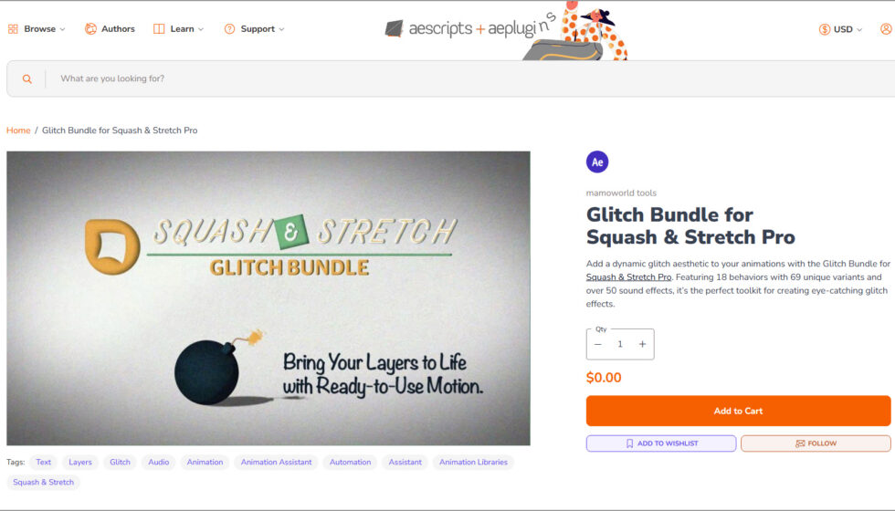 aescripts + aeplugins社 Glitch Bundle for Squash & Stretch Pro 入手方法:Step 1