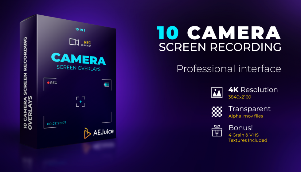 AEJuice Camera Screen Recordings Overlays 発売