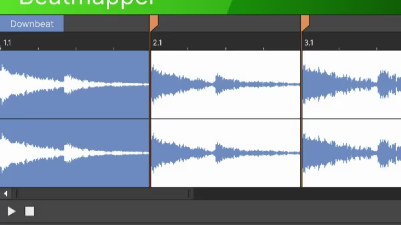 テンポが320BPMに設定されたBeatmapperの画面と、波形の拍位置を示すマーカー