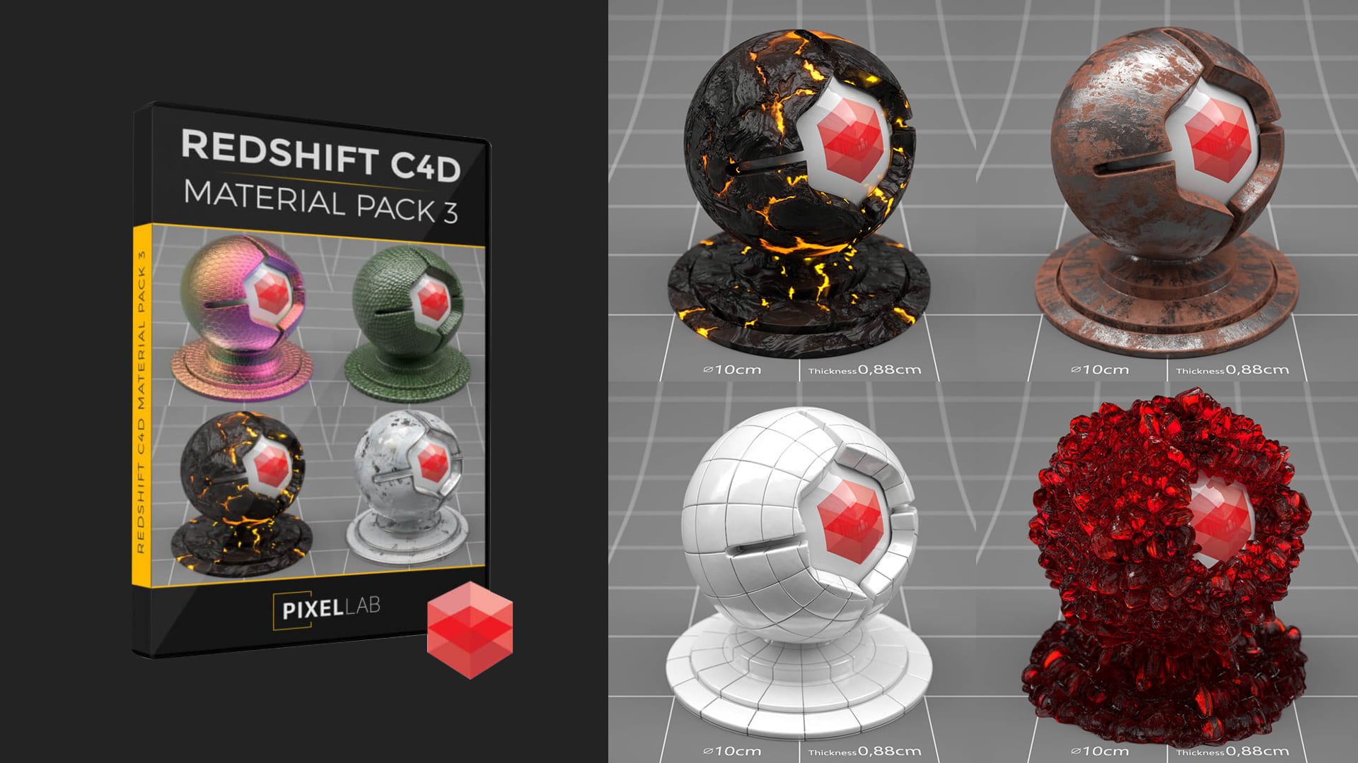 reds様 リクエスト 3点 まとめ商品 Redshift C4D Material Pack 3 - Flashback Japan Inc